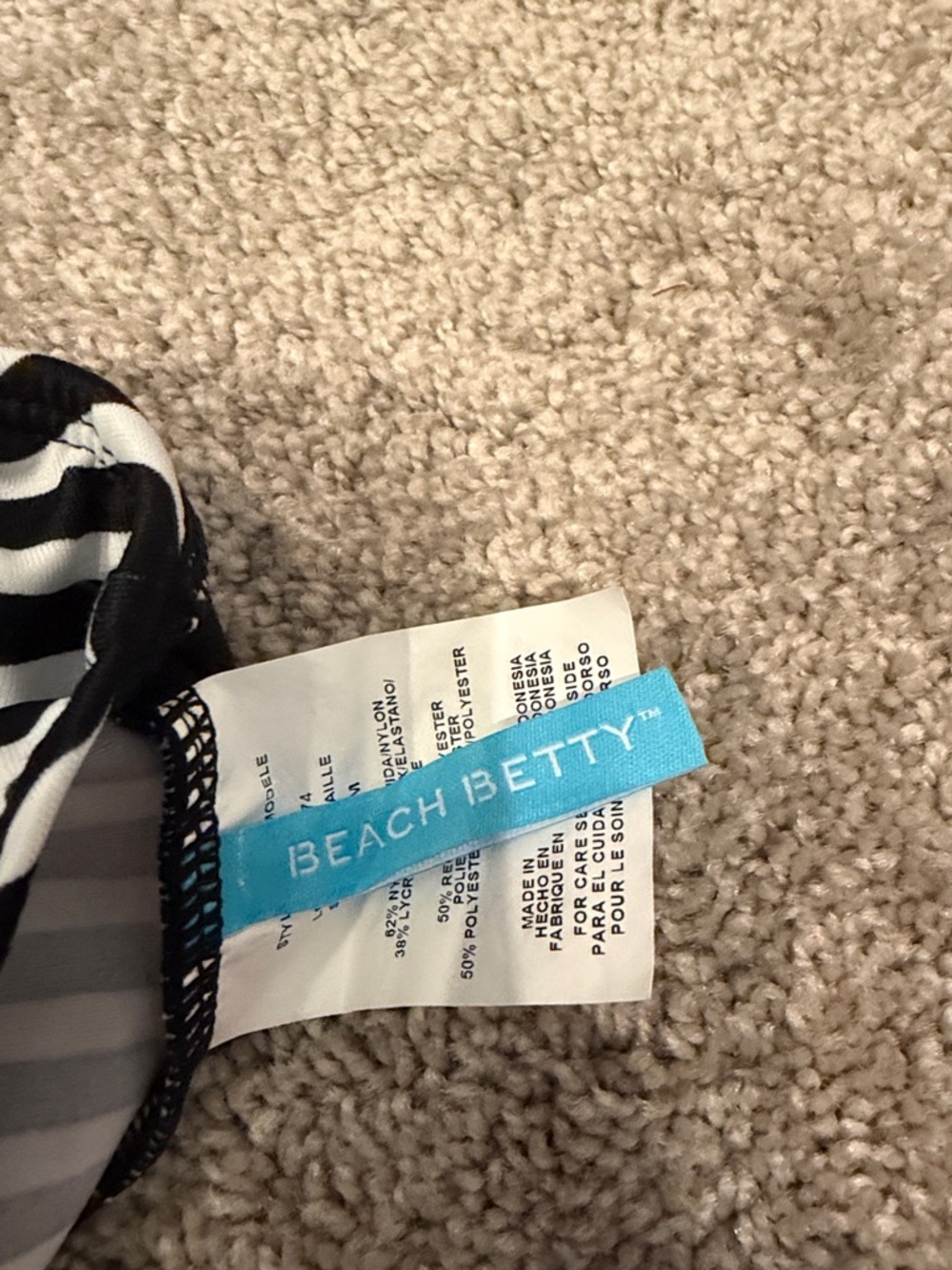Beach Betty Striped Black & White Crop Tank Swim Top - Picture 3 of 3